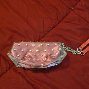 VINTAGE VICTORIA SECRETS PINK STUDDED CLEAR WRISTLET